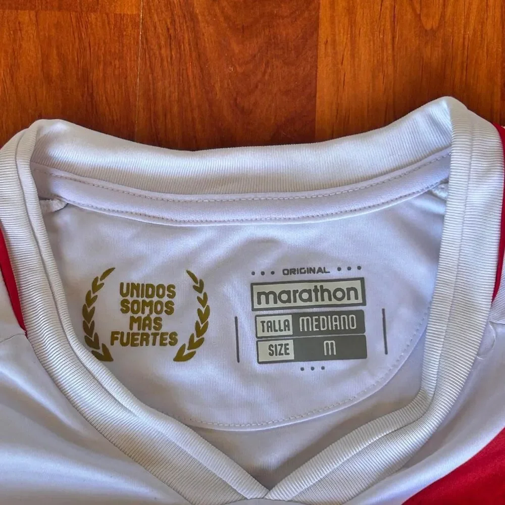 Peru 2014 Marathon vintage World Cup white/red diagonal stripe jersey